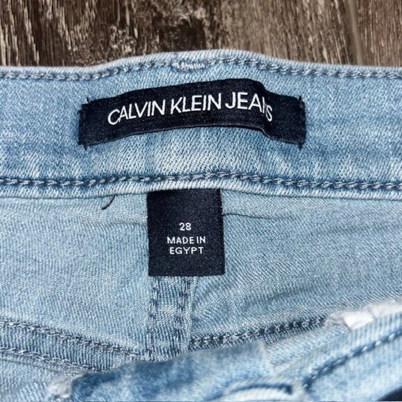 Calvin Klein Jeans Mid Length Distressed Raw Hem Shorts Blue Size 28 - Picture 2 of 4